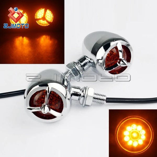 ZJMOTO Chopper Cruiser LED Turn Signal Light Cafe Racer