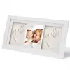 Eco-friendly Wooden Material Photo Frame and Clay to Keep Baby Footprint Rectangle Baby Handprint and Footprint Frame