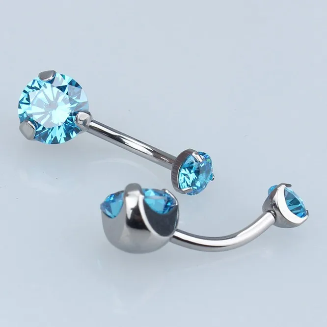 钛内螺纹穿孔bananabell肚脐酒吧肚脐环双插脚设置cz宝石 Buy Titanium Prong Cz Belly Ring