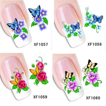 beauty flowers nails sticker nail art water transfer decals stickers pegatinas de unas guia opp pack