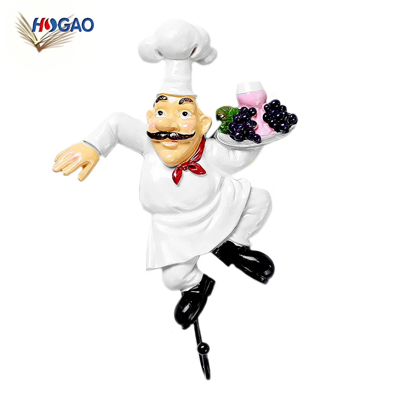 Handmade wholesale resin hook chef kitchen hanging ornaments handbag wall hanging kitchen hook