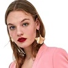 Kaimei accessories women 2018 brand jewelry textured hammered metal alloy earring 18k gold plated maple leaf shape hoop earrings