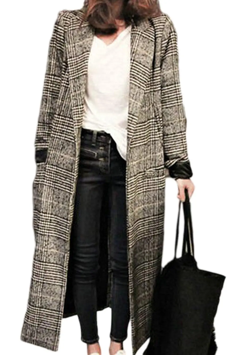 Fensajomon Mens British Style Houndstooth One Button Slim Dress Blazer Jacket Suit Coat