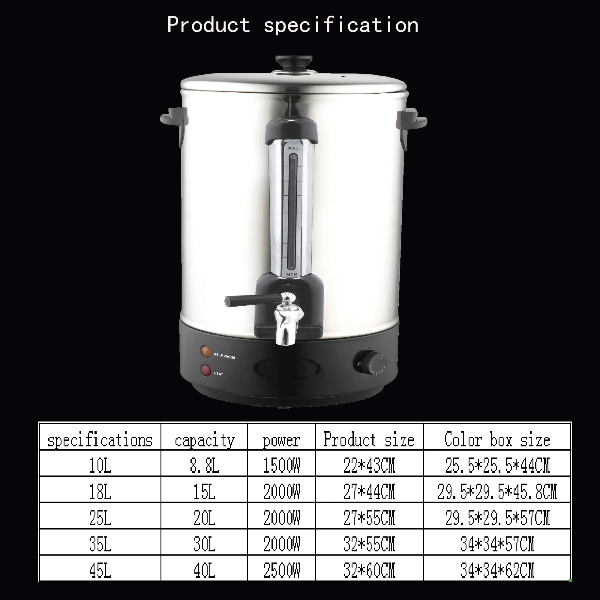 Commercial Coffee Urn Hot Water Urn With Thermostat Control, 1KW 12L/3.1Gal Temperature Adjustable(86-230°F) Commercial Coffee Pot