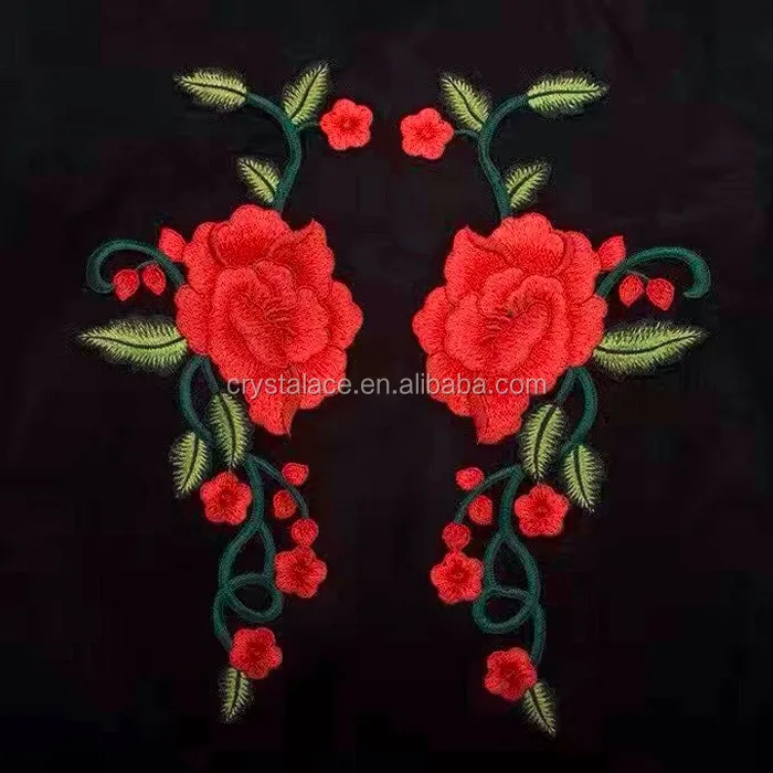 Flower design embroidery iron on patch, hot fix embroidery applique