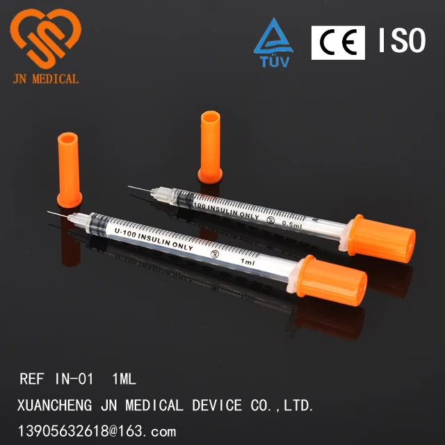 
Disposable insulin syringes orange /red cap 