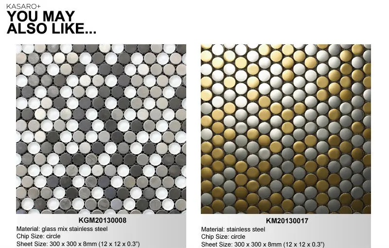 Glass Mix Metal Circle Mosaic Tile, Wall Tile Mosaic Round