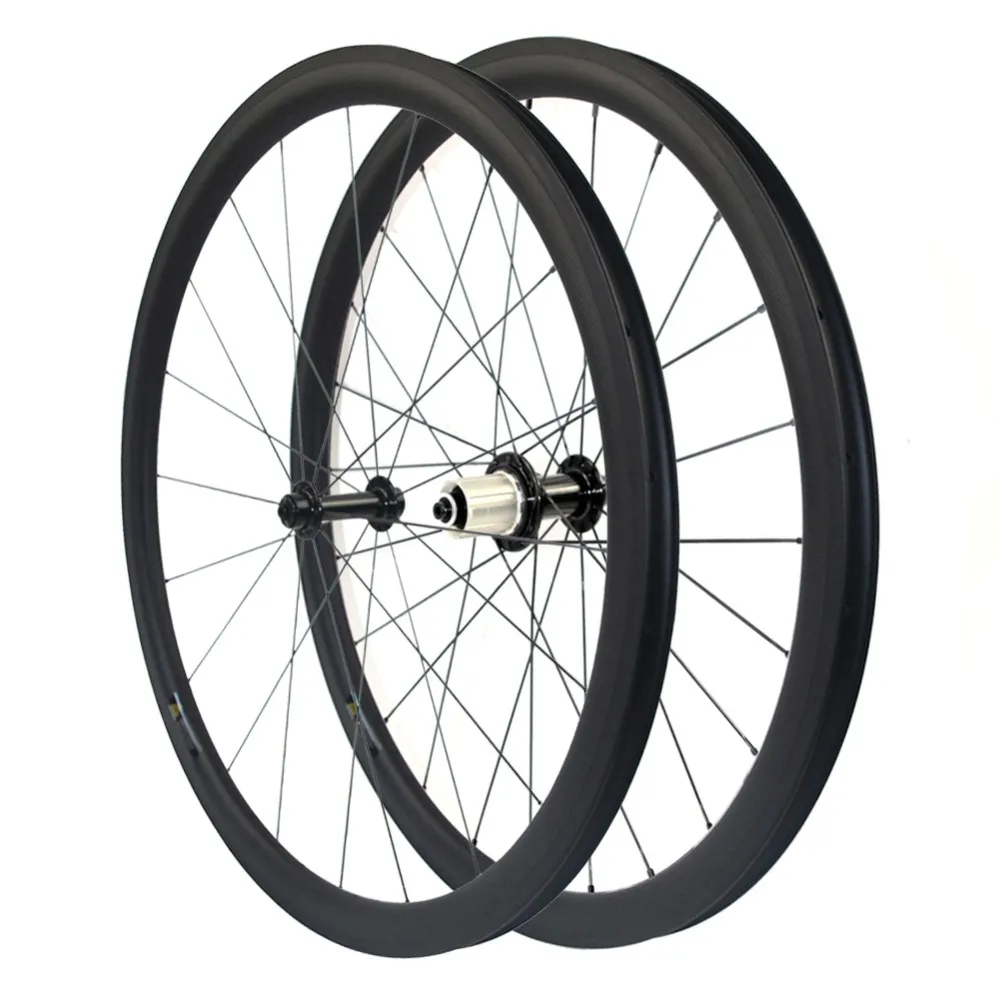 700c Ceramic Bearing 38mm Clincher Carbon Road Bike Wheelset 6 Pawls