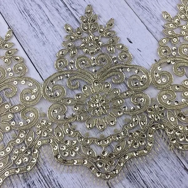 Golden Knit Gold Color Chemical Lace Sequin Lace Trim Embroidery Lace Trim For Dress W474 Buy