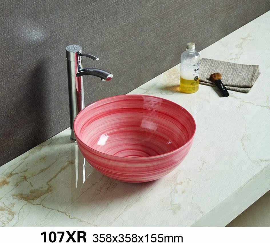 Ultra Slim Edge Lavatory Ceramic Sink Basin 107xr Red Bathroom Washing