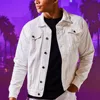 Custom Men High Quality 100% Cotton Front Pockets Long Sleeve White Denim Jacket Manufacturer