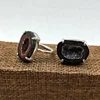 Natural black raw stone rough rings personalized geode druzy jewelry new 925 silver models men ring
