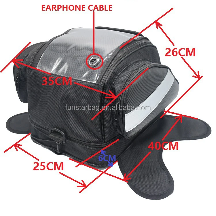 Expandable Black Gas Oil Fuel Tank Bag Magnetic Motorcycle Motorbike ...