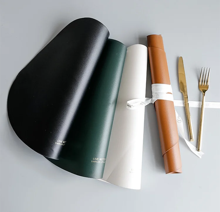 Personalized Irregular Rectangle Faux Pu Leather Table Mat Placemats For Restaurants Promotion