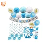 Baby Shower Decorations for Boy - Includes matching 'Its A Boy' Banner & Balloons Cute Photo Booth Props Blue White Flower Decor