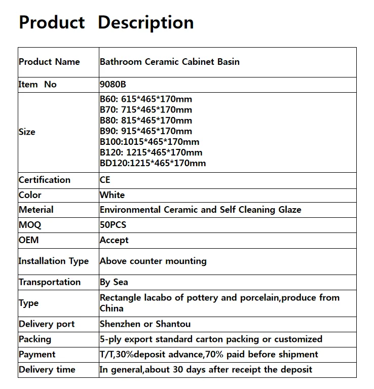 80cm thin edge large size ceramic hand wash bathroom cabinet basin