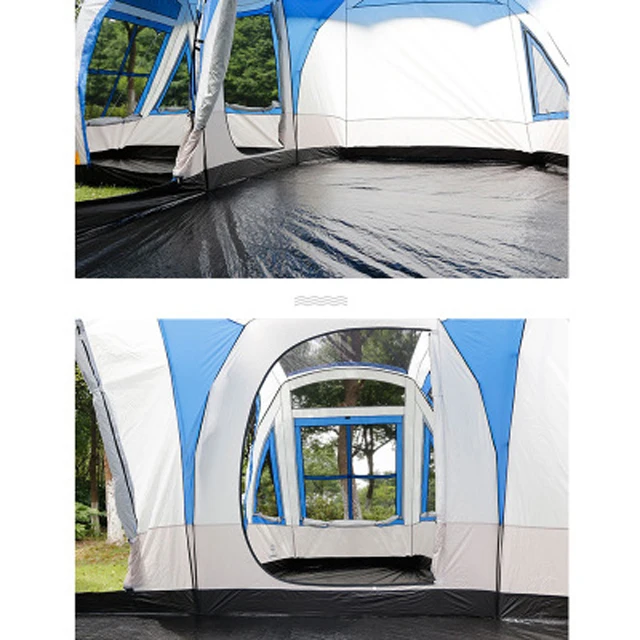 Ultralight super large 10+ persons double layer 3 rooms survival family tent for camping hiking travelling C01-C072