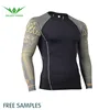 Sport tights with patterned Long sleeves design Bottom black t-shirts Barren mountain arm style
