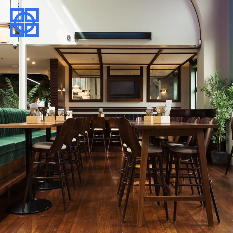 Hendry Restaurant Furniture Top Wooden Bar Leaner Table Bar Stool