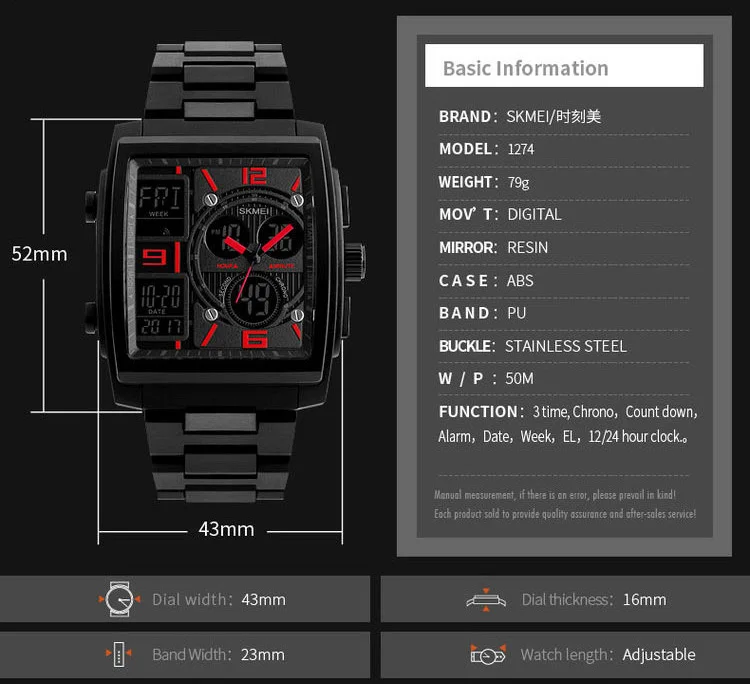 Trend Design Skmei 1274 Fashion Analog Digital Watches For Men Sport Square Watch Buy アナログ腕時計男性 アナログデジタル腕時計男性のため デジタルアナログメンズスポーツウォッチ Product On Alibaba Com