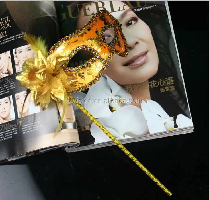 Masque De Fête À Fleurs Avec Poignée,Plastique Noir,De Haute