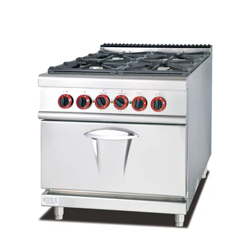 Commercial Heavy Duty Industrial 4 Burner Lpg Gas Cooker With Oven