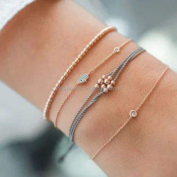 Latest 18k Gold Design Hamsa Bead Charm Bracelets Simple Latest 18k Gold Design Hamsa Bead Charm Bracelets Simple Bracelet For S