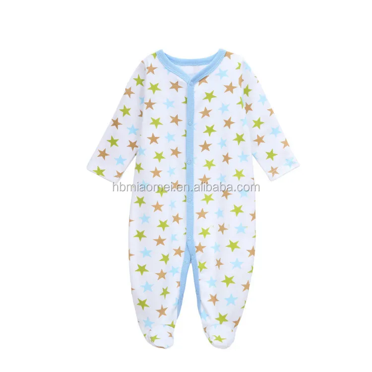 Custom Printed Cotton Newborn Clothes Long Sleeve Star Printed Baby