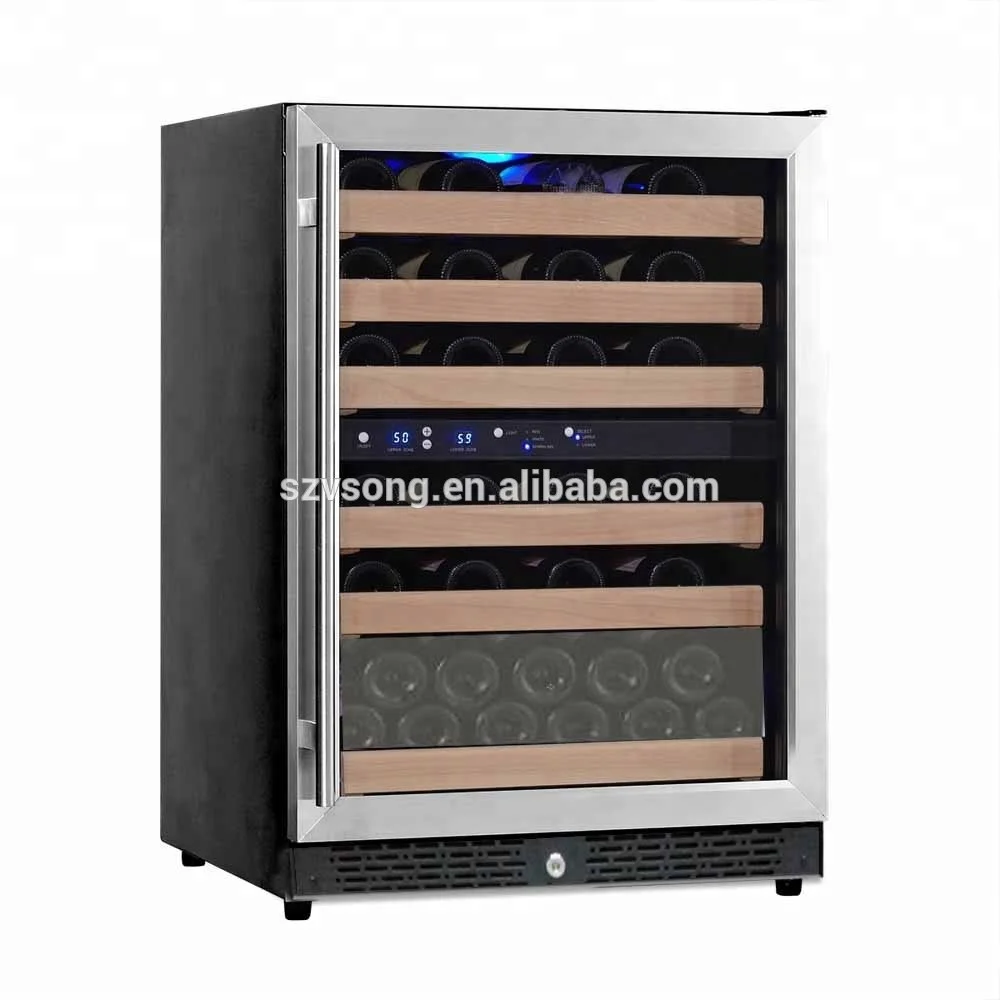 hot sale built-in dual zone shenzhen led display stainless steel wine cooler