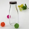 Beverage use 300ml clear empty square glass milk/coffee beverage bottle with screw lid