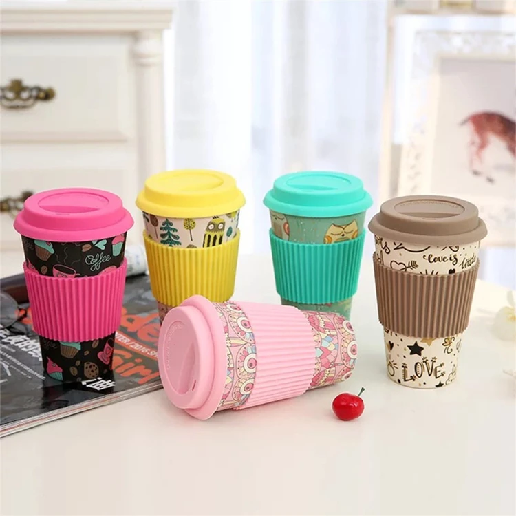 400ml Eco Friendly Bamboo Reusable Coffee Cups With Silicone Lid Buy