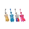 Assorted Designs Stainless Steel Rhinestone Silicone Owl Dangle Belly Ring