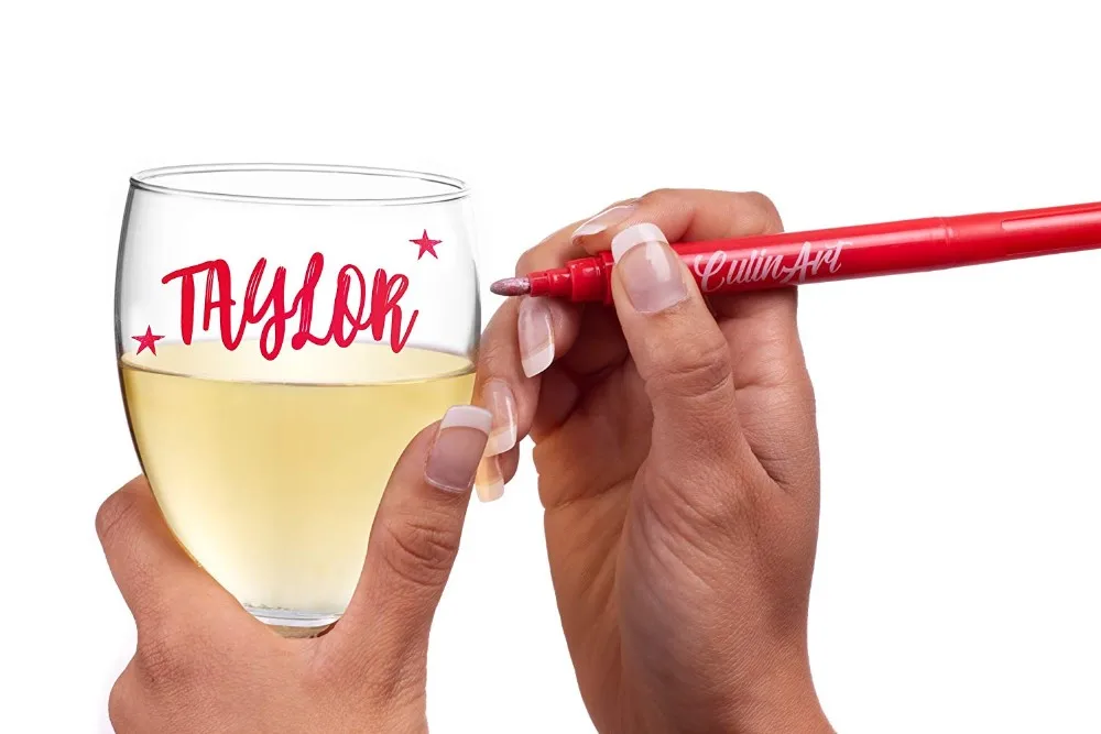 Metallic Wine Glass Markers,Champagne Marker Set Of 8 Pens With Eraser