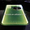 solid surface glass top wooden base dining table