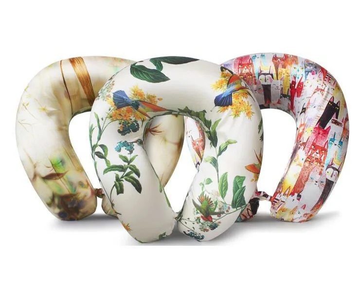 Silk U Shape Airplane Travel Neck Pillow With Customised Printing