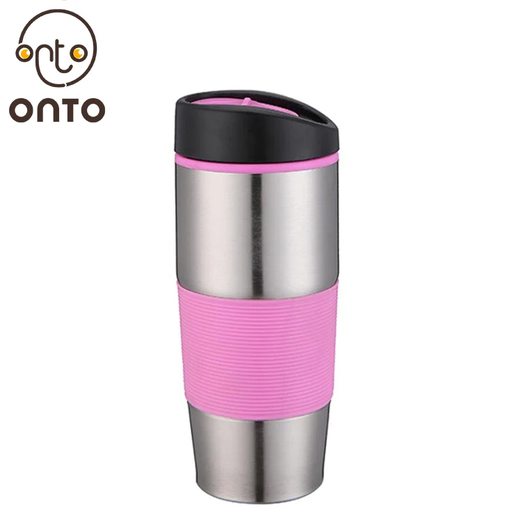 450ml Fresh Pp Plastic Inner Stainless Steel Travel Mug With Push Lid