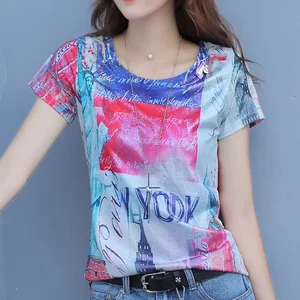 Fashionable short-sleeved printed T-shirt, women's wear Europe station Hong Kong flavor top ins super popular European goods Fashionable short-sleeved printed T-shirt, women's wear Europe station Hong Kong flavor top ins super popular European goods