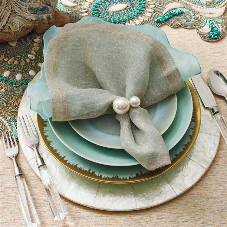 Wholesale Elegant Pearl Napkin Rings In Ivory & Gold Napkin Holder Or