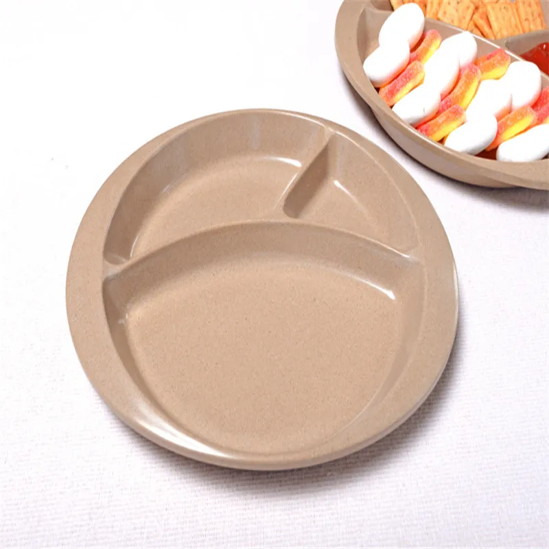 Corn Starch Longlasting Affordable Bamboo Fiber Divided Dinner Plate