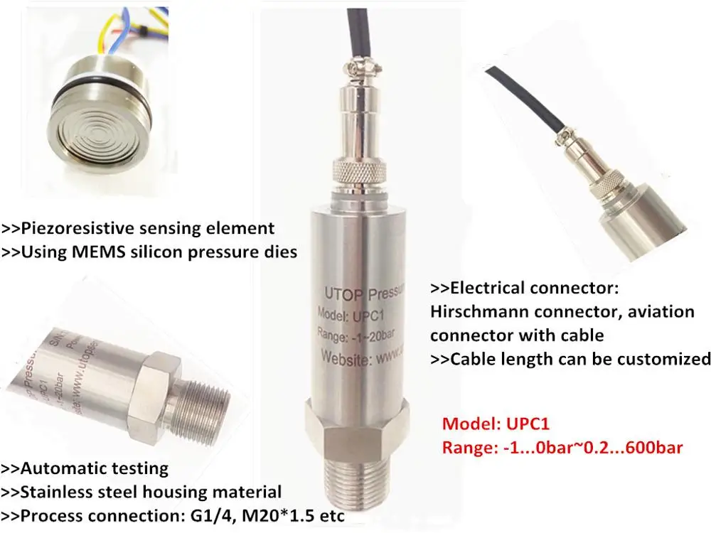2.5v Power Supply Mv Output Piezo Silicon Oil Pressure Transducer For