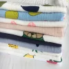 100% Cotton muslin double layer cartoon pattern crepe custom digital printing fabric for baby clothing