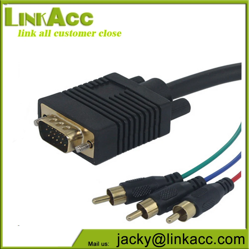 Accvga026 1.5m 5ft Vga Male To 3rca Male Component Av Adapter Cable For