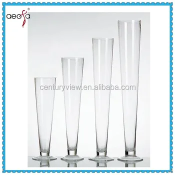 Round Tall Trumpet Wholesale Table Glass Vases For Wedding