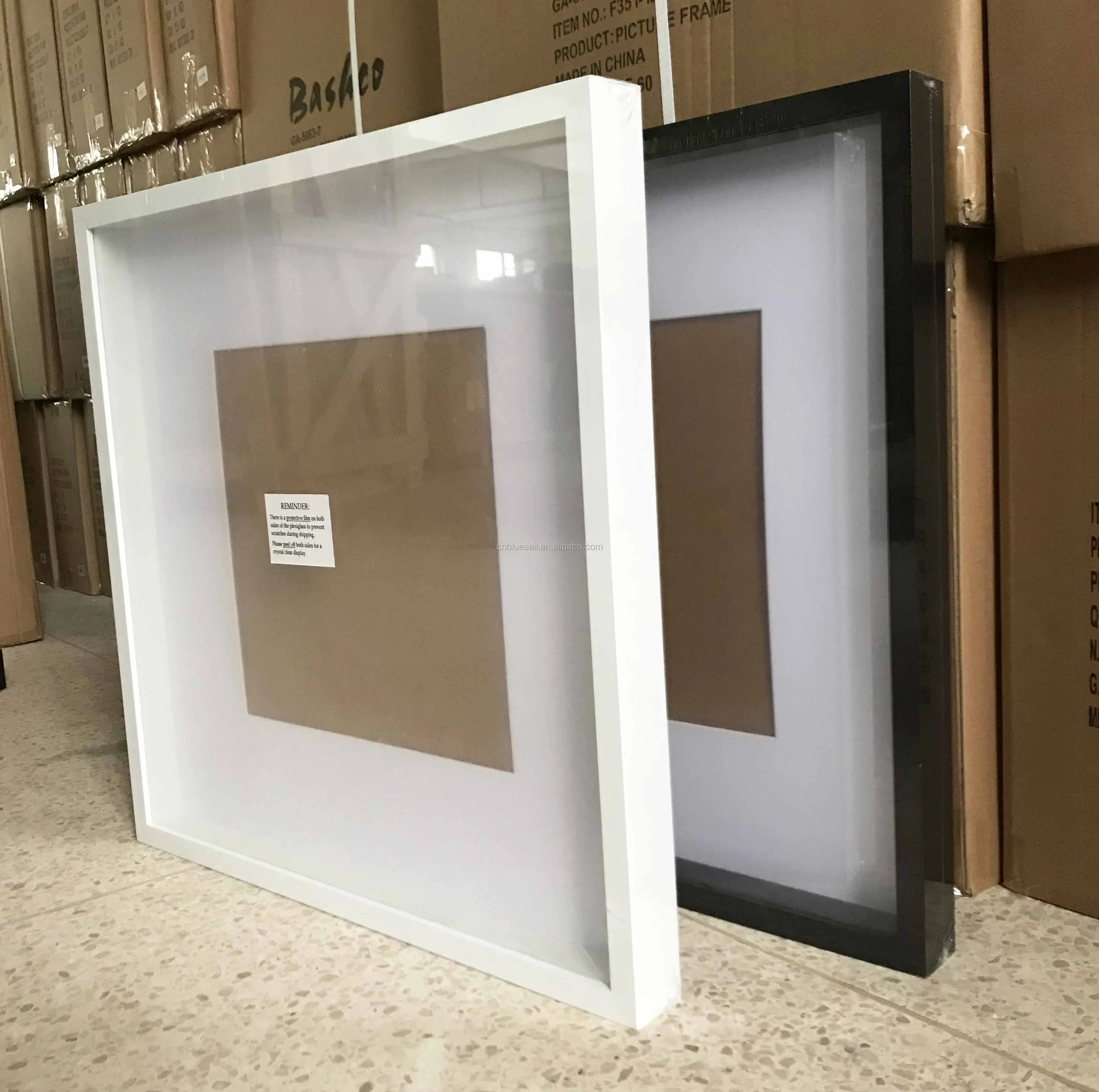 Glass Cover Acrylic Box Frame - 20x20in Details about   Photo Frame Black 