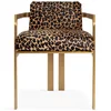 Modern Upholstery Counter Stool in Leopard print Stylish Velvet Fabric with Curved Brushed Brass Metal Frame Bar Stool