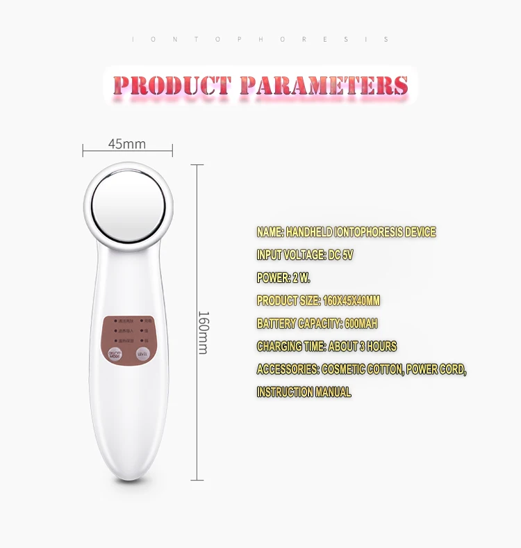 Handheld Iontophoresis Device Electroporation Beauty Device Galvanic