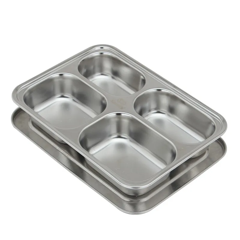 Stainless Steel Compartment Tray 4 Compartment Plate Metal Tray For ...