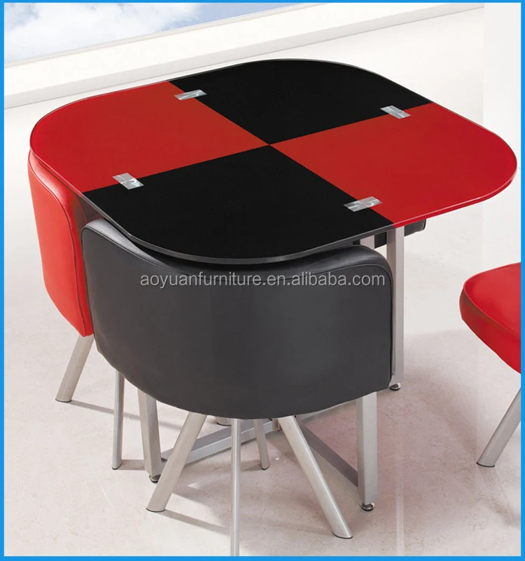 red and black glass dining table