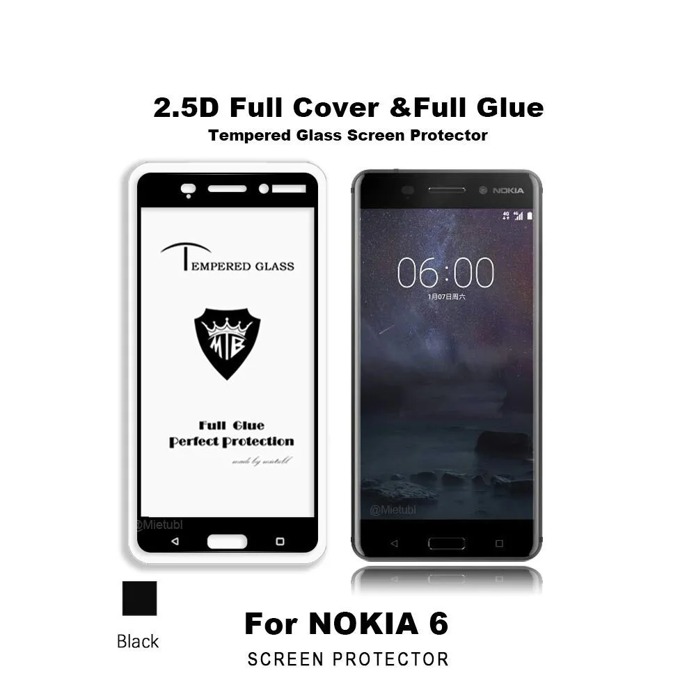Tempered Glass Screen Protector for Nokia 2 3 5 6 7 8 / 9H 2.5D Full Cover & Full Glue film