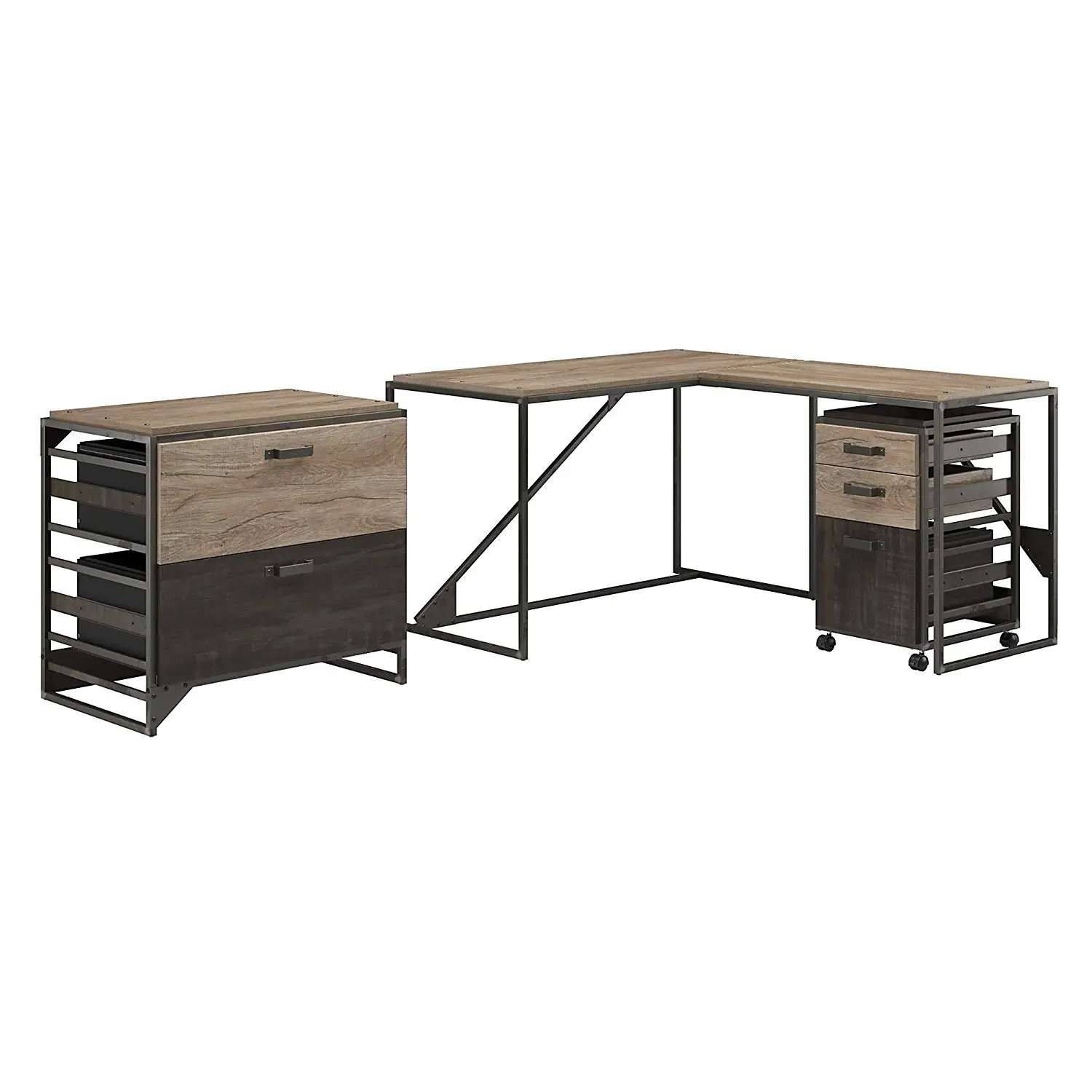 Desk Furniture Find Deals On Line At Alibaba Get Quotations Bush Furniture Refinery 50w L Shaped Desk With 37w Return And File Cabinets In Rustic